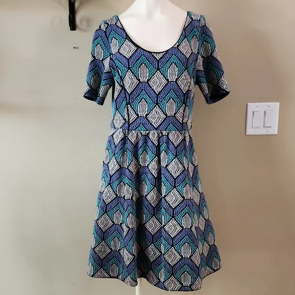 HD in Paris | Dresses | Hd In Paris Blue And Green Fit And Flare Midi Dress  | Poshmark